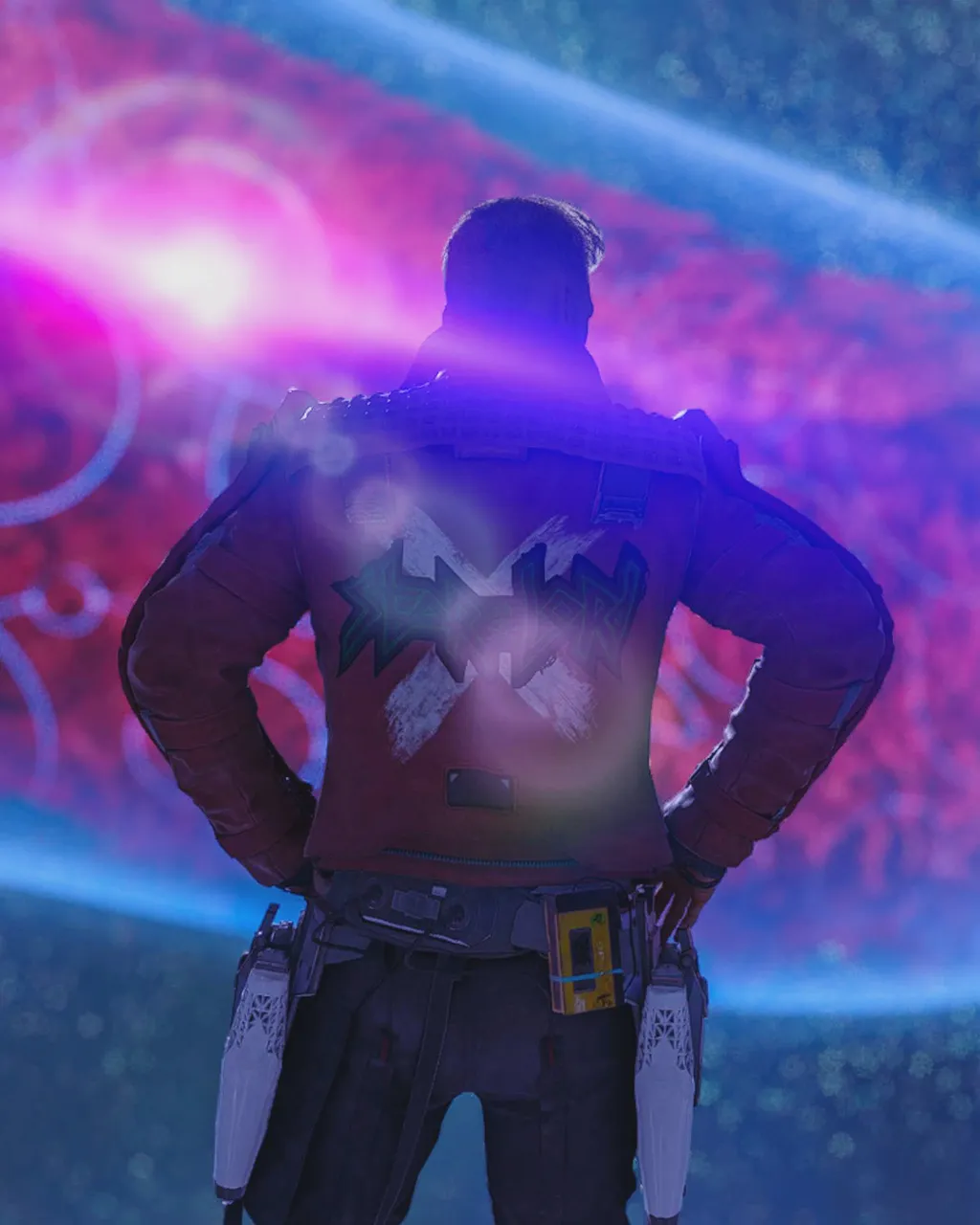 Star Lord Posing at Window to Galaxy