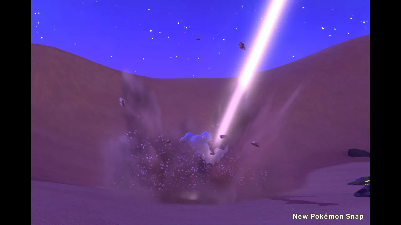 A meteor hitting the ground where a skorupi was, flinging him into the air.